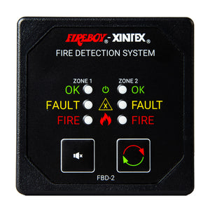 Fireboy-Xintex Two Zone Detection Alarm Panel - 2-5/8" Display - 12/24V DC