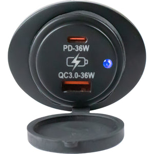 Sea-Dog Oval Surface Mount USB 3.0 USB-C Power Socket