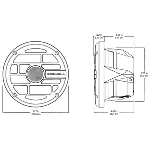 Roswell R Series 7.7 Marine Speakers - Anthracite Grille - 80W RMS 160W Peak Power