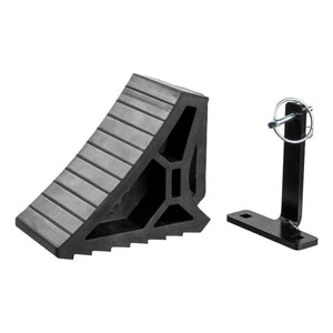 CURT HD Rubber Wheel Chock w/Handle Single Trailer Mount