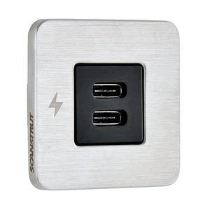 Scanstrut TILE USB-C Interior Charging Socket - 12/24V - Stainless Steel Bezel