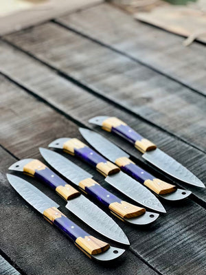 Best Japanese Knife Set – 13" Forged Stainless Steel Chef Knife with Olivewood & Epoxy Resin Handle + Leather Sheath