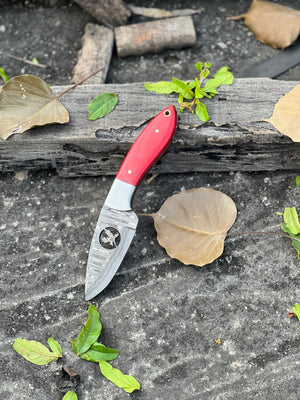 FIXED BLADE POCKET KNIFE, PERSONALIZED DAMASCUS STEEL FIXED BLADE HUNTING KNIFE