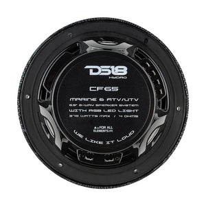 DS18 HYDRO 6.5" 2-Way Marine Speakers w/RGB LED Lights 300W - Black Carbon Fiber