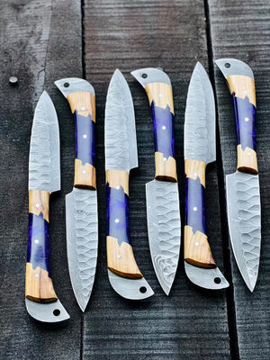 Best Japanese Knife Set – 13" Forged Stainless Steel Chef Knife with Olivewood & Epoxy Resin Handle + Leather Sheath