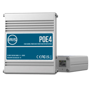 Iris Four Channel Uplink Power Over Ethernet Switch - IEEE802.3af 3at Compliant - 9-30VDC Input - 48VDC Output