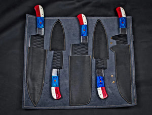 Custom Hand Forged Carbon Steel Chef’s Knife Set – 5 PCS BBQ & Kitchen Knives | Best Anniversary Gift for Him