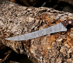 Fishing Fillet & Boning Knife – 13" Damascus Steel with Camel Bone & Rosewood Handle + Leather Sheath