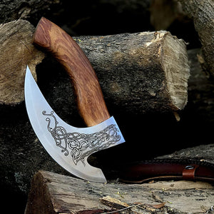 Custom Hand-Engraved Axe Pizza Cutter – 8" J2 Steel Blade