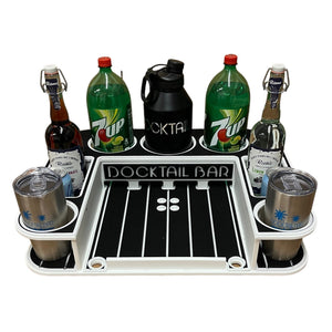 Docktail Butler Boat Table with Pontoon Boat Rail Mount