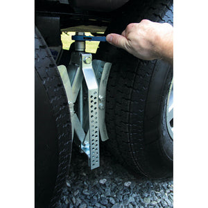Camco Eaz-Lift 10" Wheel Stop w/Wrench Lock - Metal OutdoorUp
