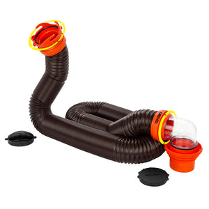 Camco RhinoFLEX 15 Sewer Hose Kit w/4 In 1 Elbow Caps OutdoorUp