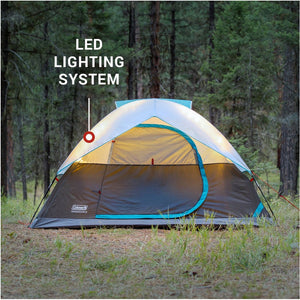 Coleman OneSource Rechargeable 4-Person Camping Dome Tent w/Airflow System LED Lighting OutdoorUp