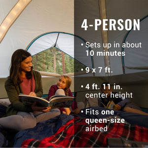 Coleman OneSource Rechargeable 4-Person Camping Dome Tent w/Airflow System LED Lighting OutdoorUp
