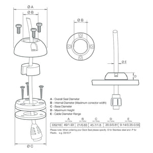 Scanstrut DS21B-S Vertical Cable Seal - Stainless Steel OutdoorUp