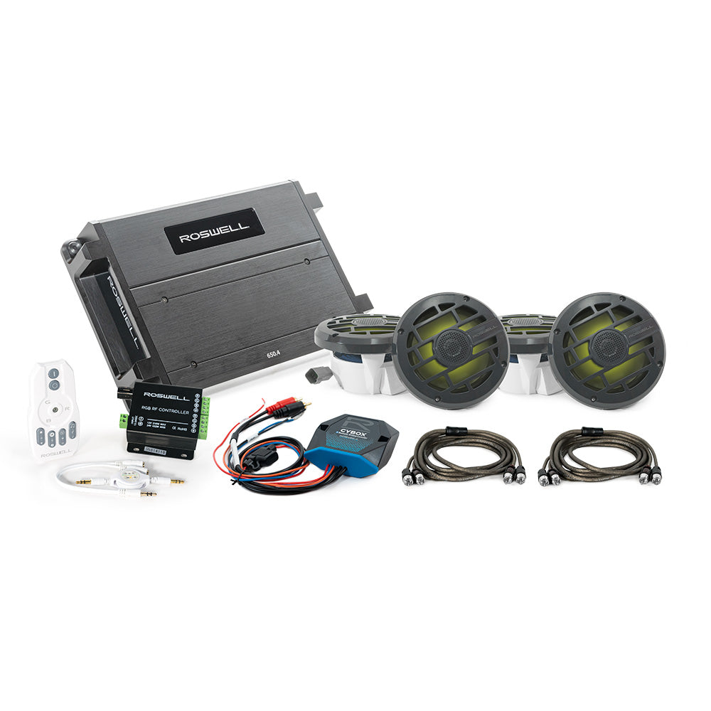 Roswell R 6.5" Marine Audio Package w/RGB Remote  Controller - Anthracite Grill