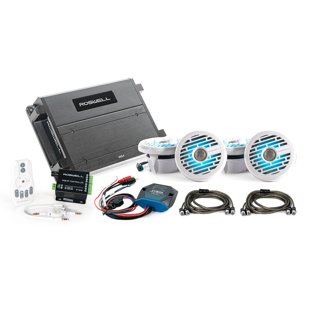 Roswell R1 6.5" Marine Audio Package w/RGB Remote  Controller - White