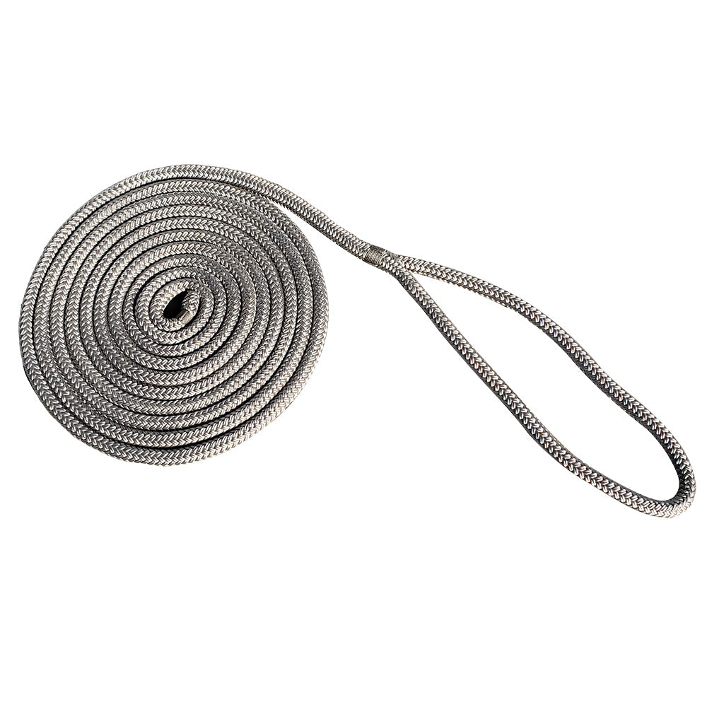 New England Rope 1/2" x 15 Nylon Double Braid Dock Line - Grey