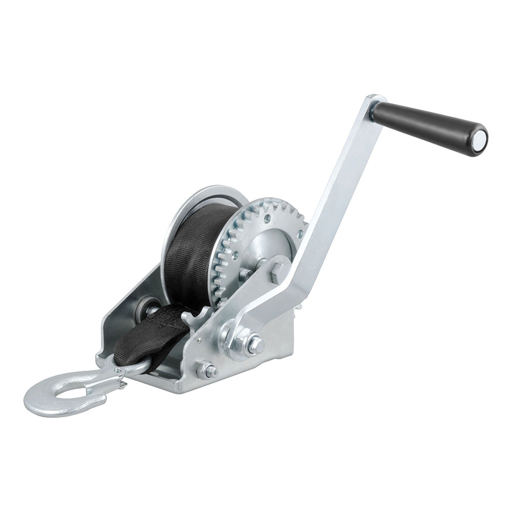 CURT Hand Crank 900 lb. Winch w/15 Strap  6-1/2" Handle