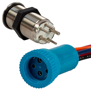 Bluewater 19mm In-Rush Push Button Switch - Nav/Anchor Off/On/On - Blue/Green/Red LED - 4' Lead