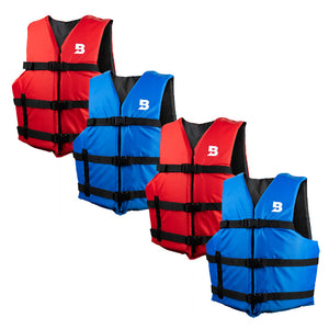 Type III General Boating Adult Universal Foam Life Jacket - Blue/Red *4-Pack