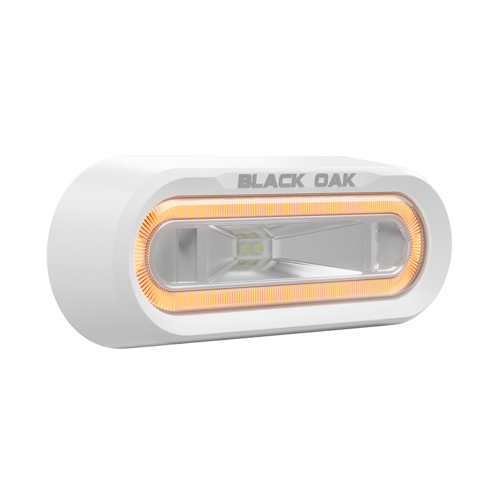 Black Oak Low Pro Off Road Spreader Light - Bracket Mount - White Housing - Amber LED