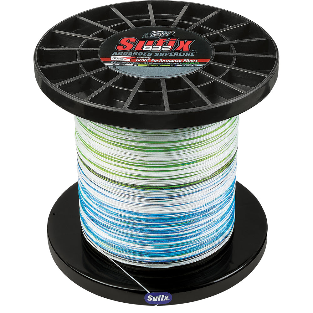 Sufix 832 Advanced Superline Bulk Metered 3500yds, 80lb, White - Neon Lime - Blue