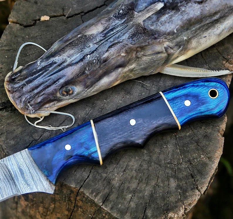 Custom Handmade Damascus Boning Knife – 13" Pakkawood Handle