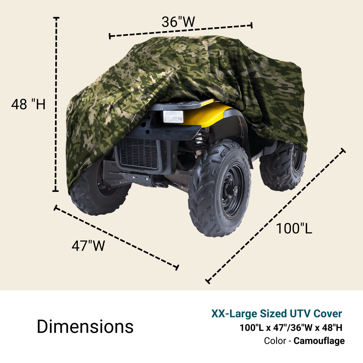 ATV Cover XXL Camouflage 100"L x 47"/36"W x 48"H
