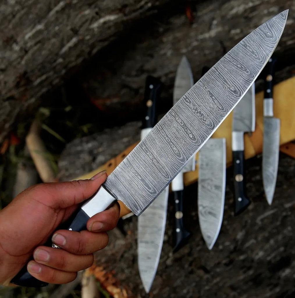 Here’s a fresh, seasonal rewrite with trending culinary keywords, SEO focus, and updated flow:  🔪 Product Title: Knife Sets for Kitchen – 13" Handmade Damascus Steel Chef Knife with Epoxy Resin Handle & Leather Sheath