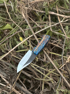 Hunters Knives – 9" D2 Steel Blade with Epoxy Pine Cone Resin Handle & Leather Sheath