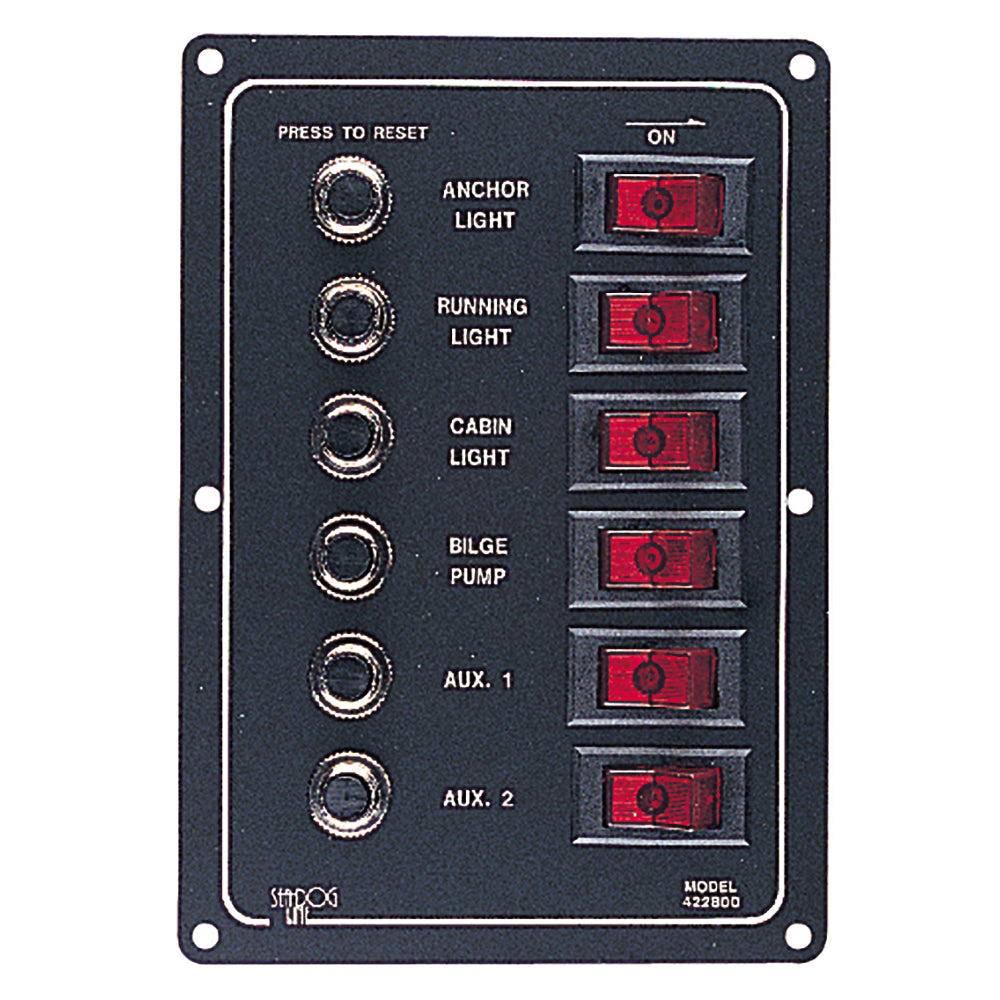 Sea-Dog Aluminum Circuit Breaker Panel - 6 Circuit