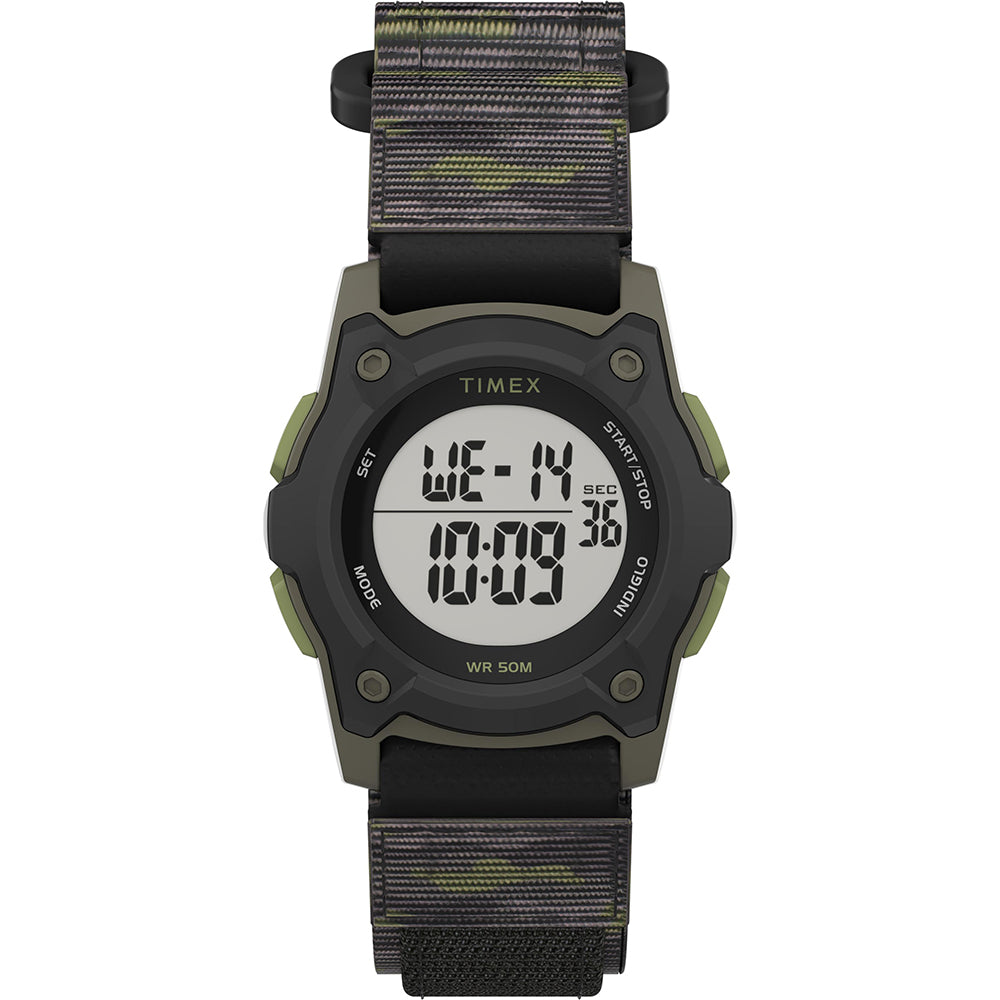 Timex Kids Digital 35mm Watch - Green Camo w/Fastwrap Strap