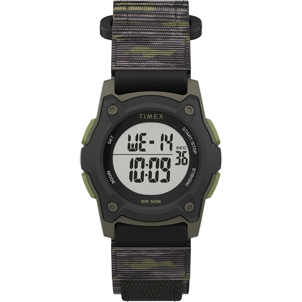 Timex Kids Digital 35mm Watch - Green Camo w/Fastwrap Strap