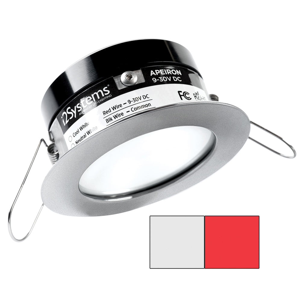 i2Systems Apeiron PRO A503 - 3W Spring Mount Light - Round - Cool White  Red - Brushed Nickel Finish