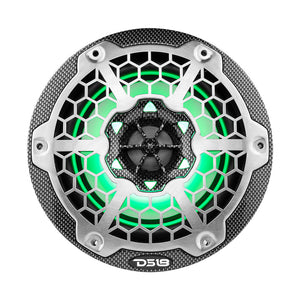 DS18 HYDRO 6.5" 2-Way Marine Speakers w/RGB LED Lights 300W - Black Carbon Fiber