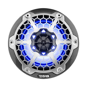 DS18 HYDRO 6.5" 2-Way Marine Speakers w/RGB LED Lights 300W - Black Carbon Fiber