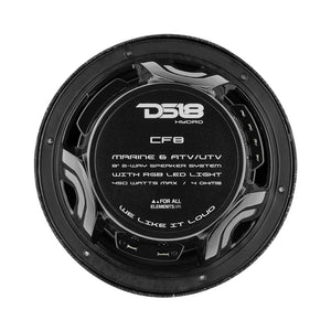 DS18 HYDRO 8" 2-Way Marine Speakers w/RGB LED Lights - 125W RMS, 4-Ohm - Black Carbon Fiber