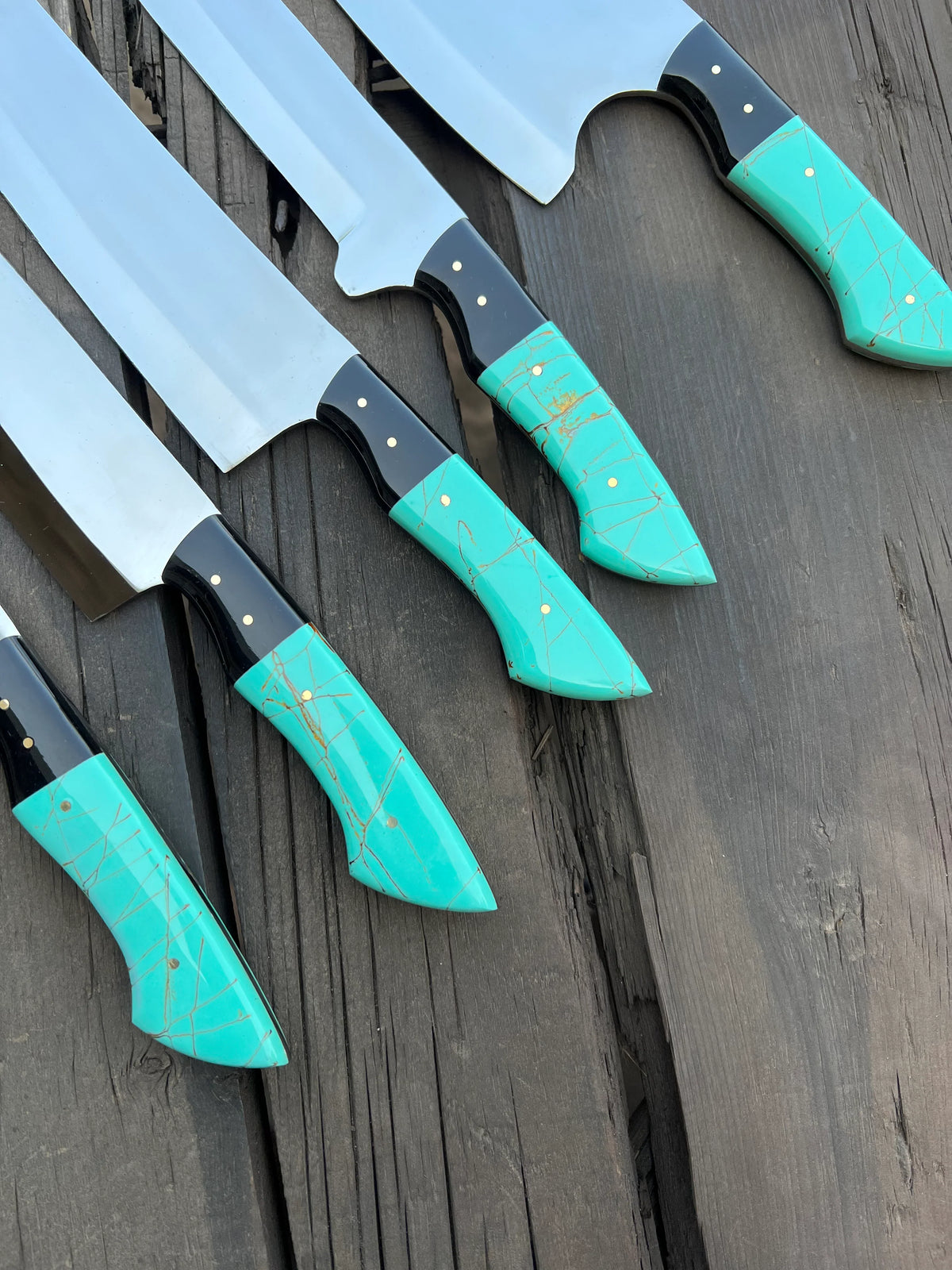 Stainless Knife Set – 13" Forged Stainless Steel Blade with Epoxy Resin Handle &amp; Leather Sheath