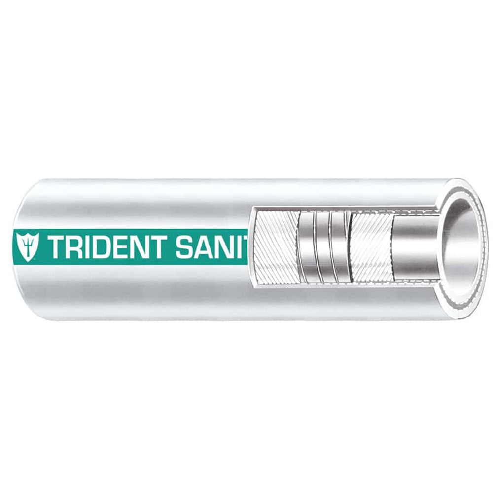 Trident Marine 1-1/2" x 50 Coil Premium Marine Sanitation Hose - White w/Green Stripe