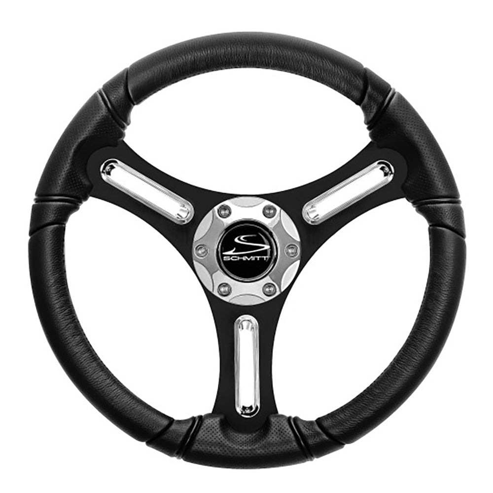 Schmitt Marine Torcello 14" Wheel - 03 Series - Polyurethane Wheel w/Chrome Spoke Inserts  Cap - Black Brushed Spokes - 3/4" Tapered Shaft