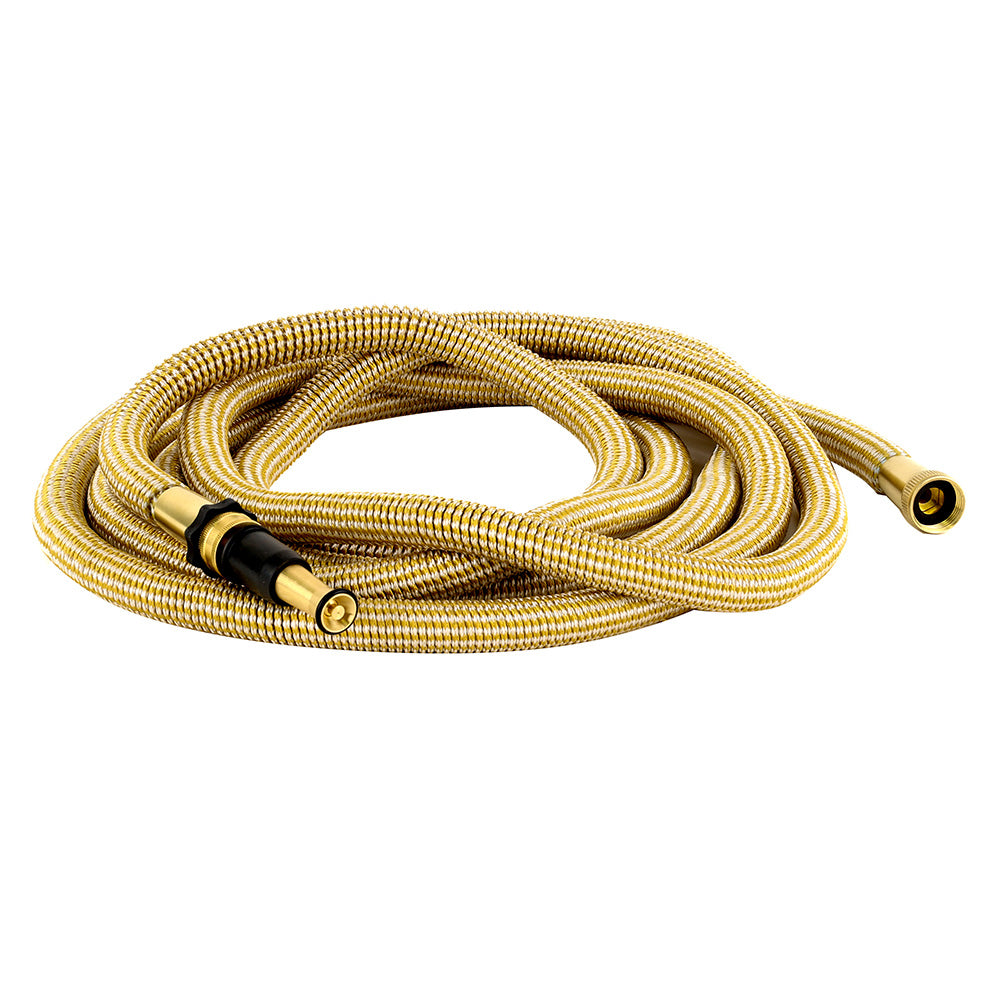 HoseCoil 50 Expandable PRO w/Brass Twist Nozzle  Nylon Mesh Bag - Gold/White