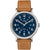 Timex Weekender 40mm Mens Watch - Tan Leather Strap w/Blue Dial