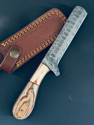 Cowboy Bull Cutter Knives | 5" Damascus Steel Blade with Pakkawood Handle