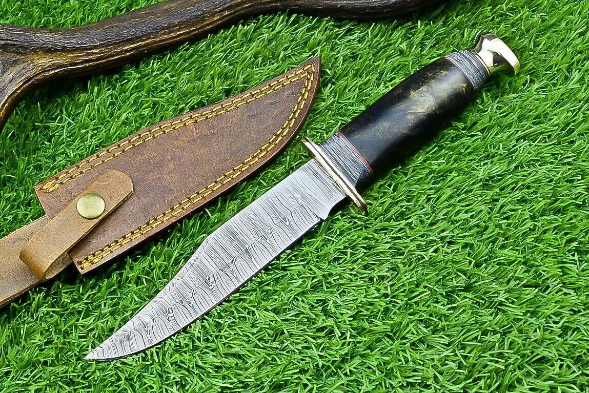 Western Boulder Colorado Knife – 11" Handmade Damascus Steel Blade with Epoxy Resin Handle & Brass Guard