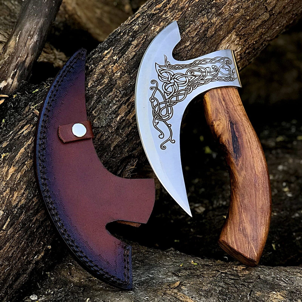 Custom Hand-Engraved Axe Pizza Cutter – 8" J2 Steel Blade