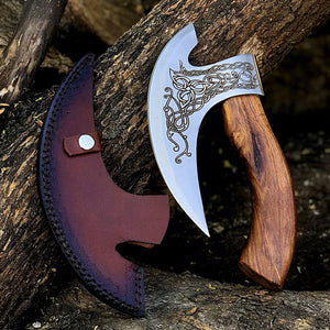 Custom Hand-Engraved Axe Pizza Cutter – 8" J2 Steel Blade