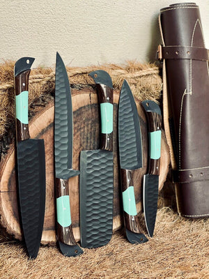 Here’s a fresh, seasonal rewrite with trending keywords and SEO-optimized structure:  Product Title: Premium Knofe Set – 13" Forged Stainless Steel Blade with Wenge Wood & Resin Handle + Leather Sheath