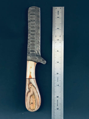 Cowboy Bull Cutter Knives | 5" Damascus Steel Blade with Pakkawood Handle