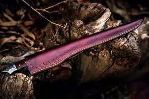 Handmade Damascus Steel Fish Fillet Knife – 13” Rosewood Handle & Leather Sheath